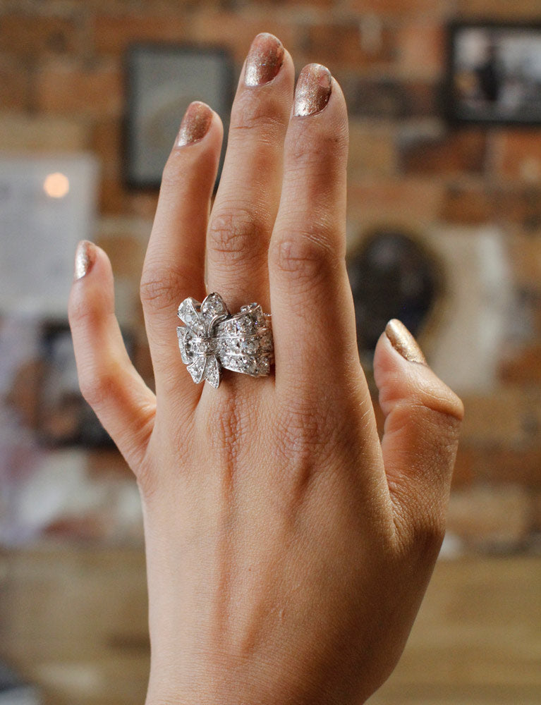 Bague Cocktail Art Déco Platine Diamants