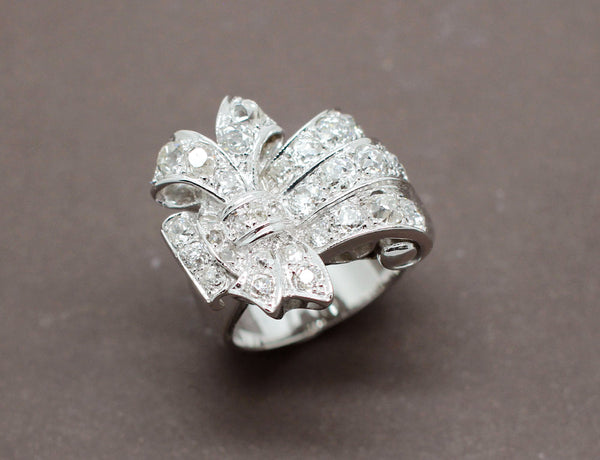 Bague Cocktail Art Déco Platine Diamants
