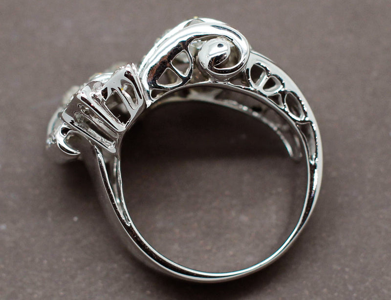 Bague Cocktail Art Déco Platine Diamants