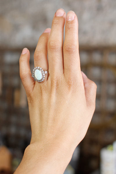 Bague 1900 Opale et Diamants