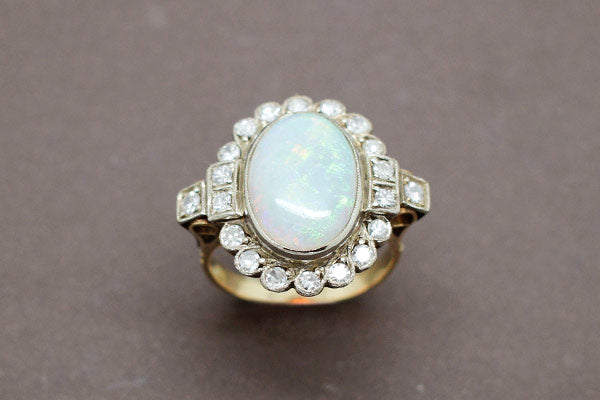 Bague 1900 Opale et Diamants