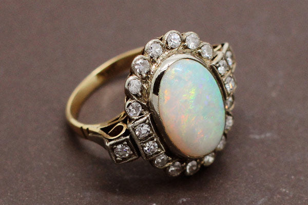 Bague 1900 Opale et Diamants