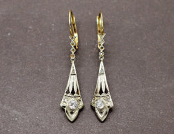 Boucles d'Oreilles Art Déco 2 Ors Diamants