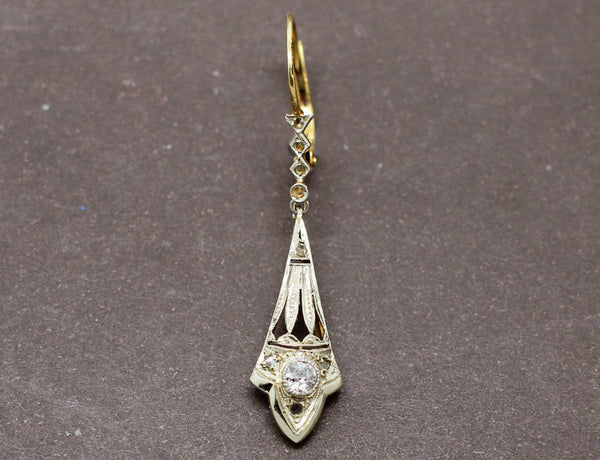 Boucles d'Oreilles Art Déco 2 Ors Diamants