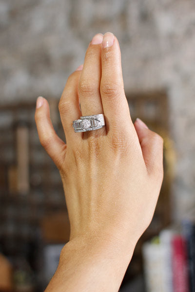 Bague Cocktail Art Déco Diamants