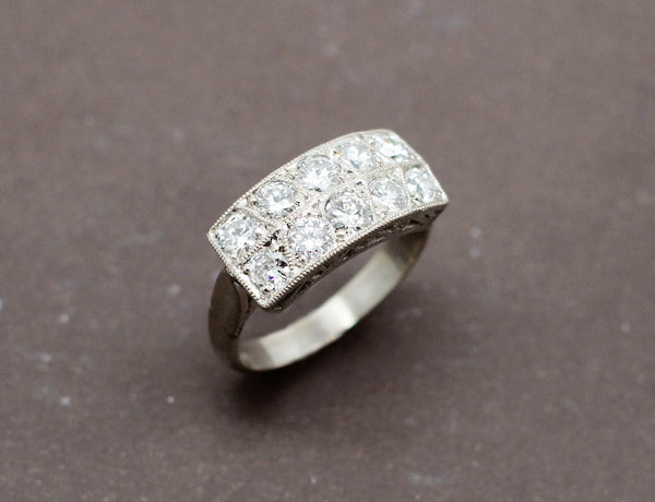 Bague Art Déco "Épi" Diamants
