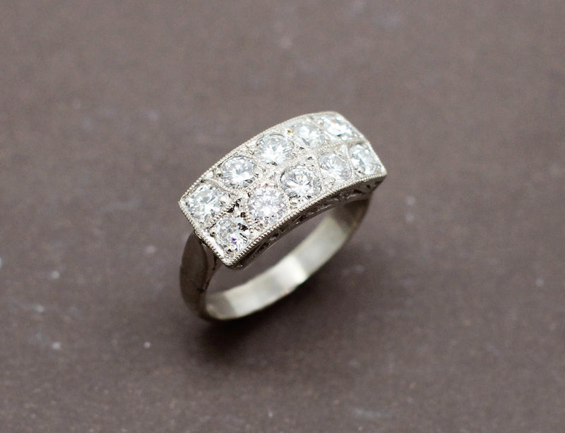 Bague Art Déco "Épi" Diamants