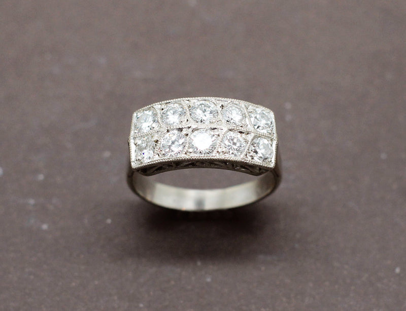 Bague Art Déco "Épi" Diamants