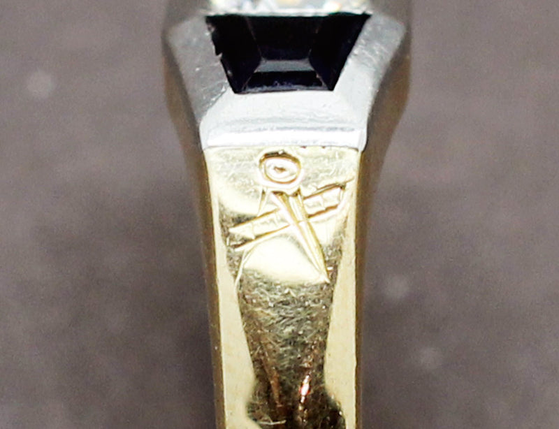 Bague Chevalière Art Déco Diamant Saphirs