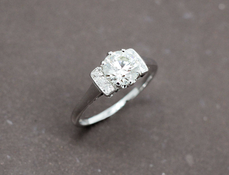 Solitaire Art Déco Or Blanc Diamants