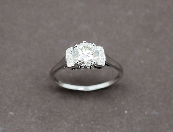 Solitaire Art Déco Or Blanc Diamants
