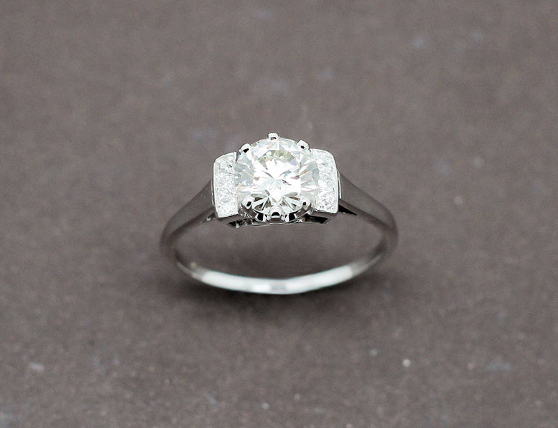 Solitaire Art Déco Or Blanc Diamants