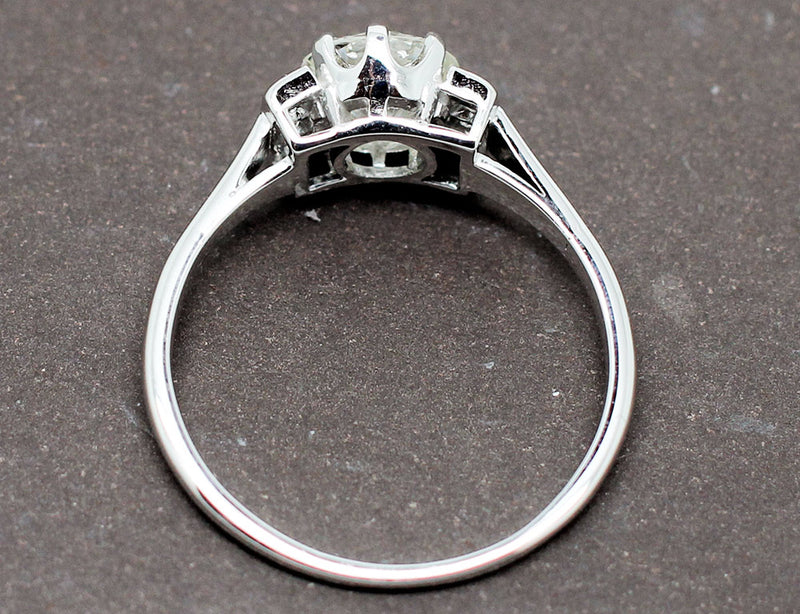 Solitaire Art Déco Or Blanc Diamants