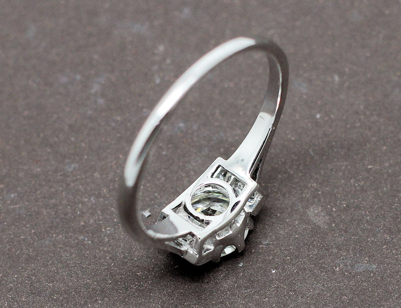 Solitaire Art Déco Or Blanc Diamants