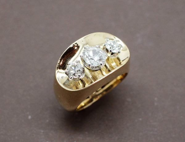 Bague "Baignoire" Or Jaune 3 Diamants