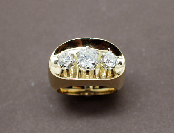 Bague "Baignoire" Or Jaune 3 Diamants