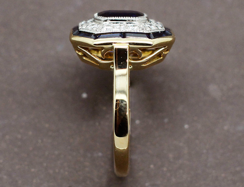 Bague Art Déco Saphirs Diamants