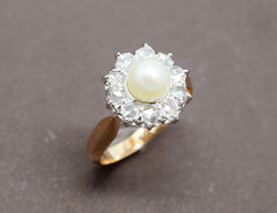 Bague Fleur Perle et Diamants