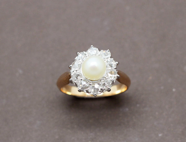 Bague Fleur Perle et Diamants