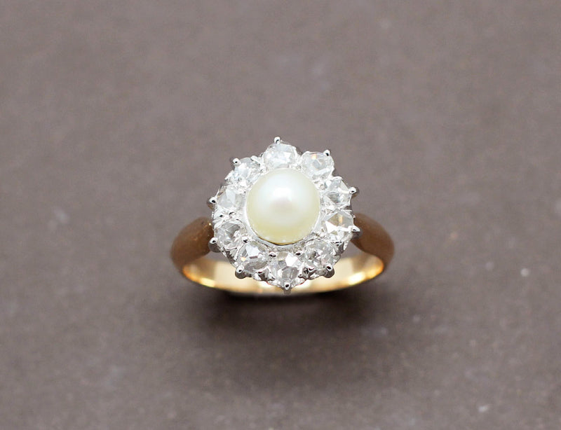 Bague Fleur Perle et Diamants