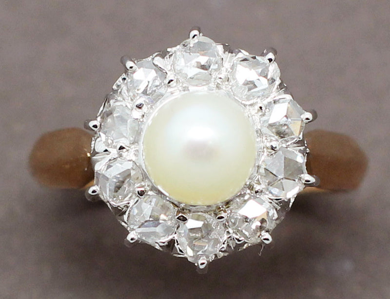 Bague Fleur Perle et Diamants