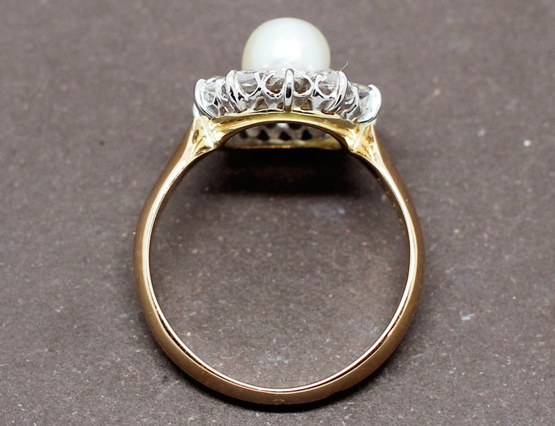 Bague Fleur Perle et Diamants