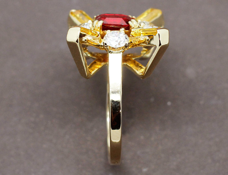 Bague Cocktail Rubellite Diamant Saphirs Jaune
