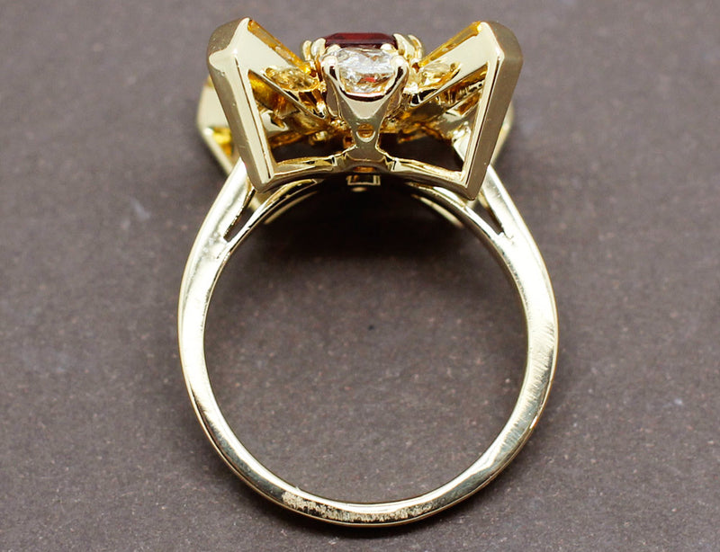 Bague Cocktail Rubellite Diamant Saphirs Jaune