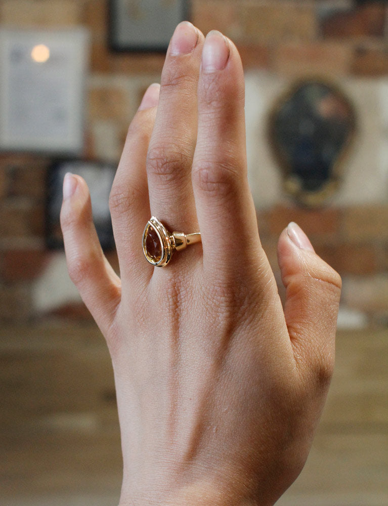 Bague Citrine Poire Or Jaune