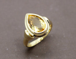 Bague Citrine Poire Or Jaune