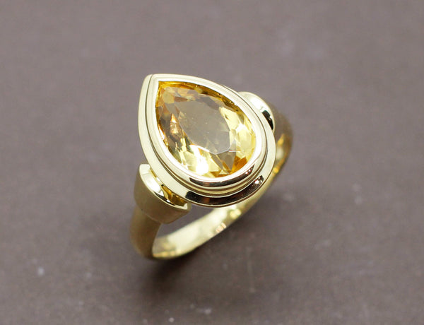 Bague Citrine Poire Or Jaune