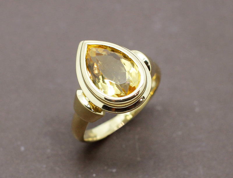 Bague Citrine Poire Or Jaune