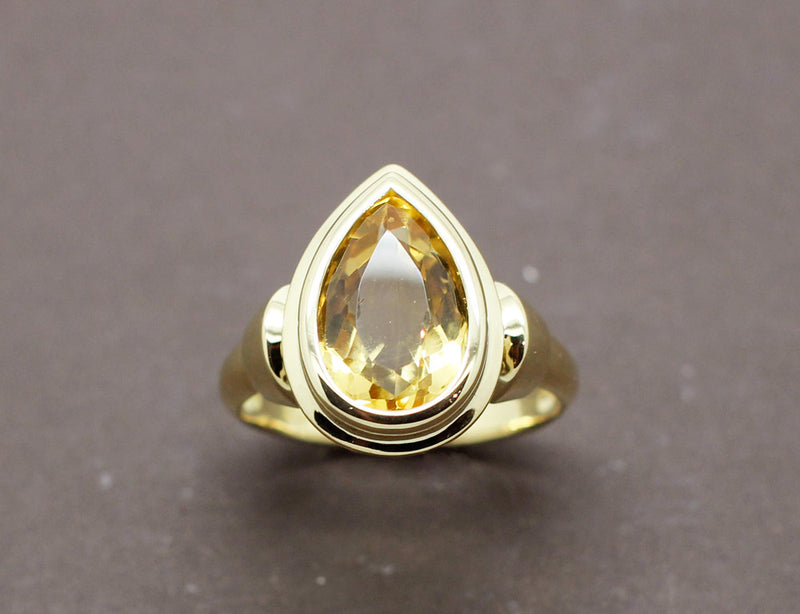 Bague Citrine Poire Or Jaune