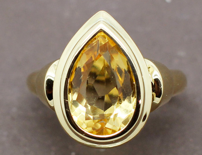 Bague Citrine Poire Or Jaune