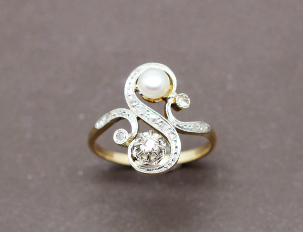 Bague Toi et Moi Perle Diamant