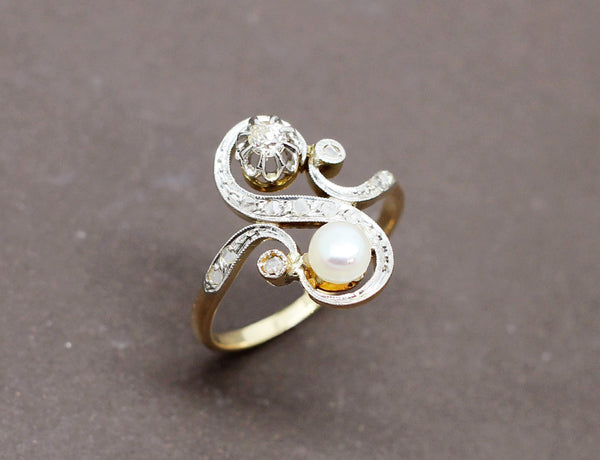 Bague Toi et Moi Perle Diamant