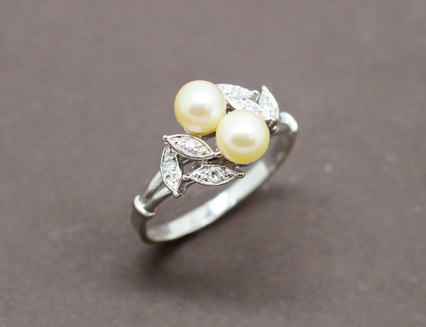 Bague Toi et Moi Perles Diamants