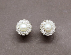 Boucles d'Oreilles Fleur Perle Diamants