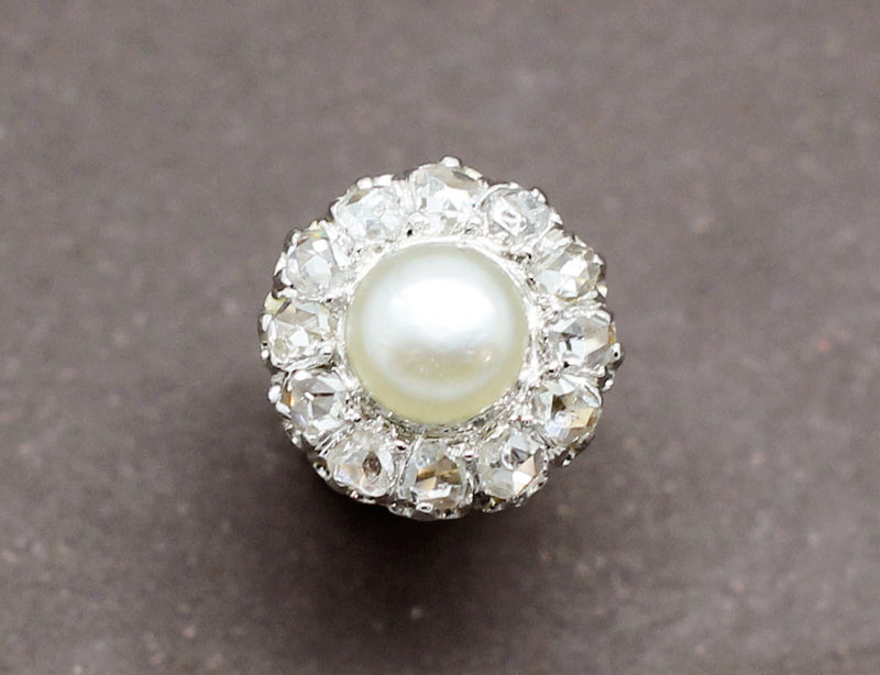 Boucles d'Oreilles Fleur Perle Diamants