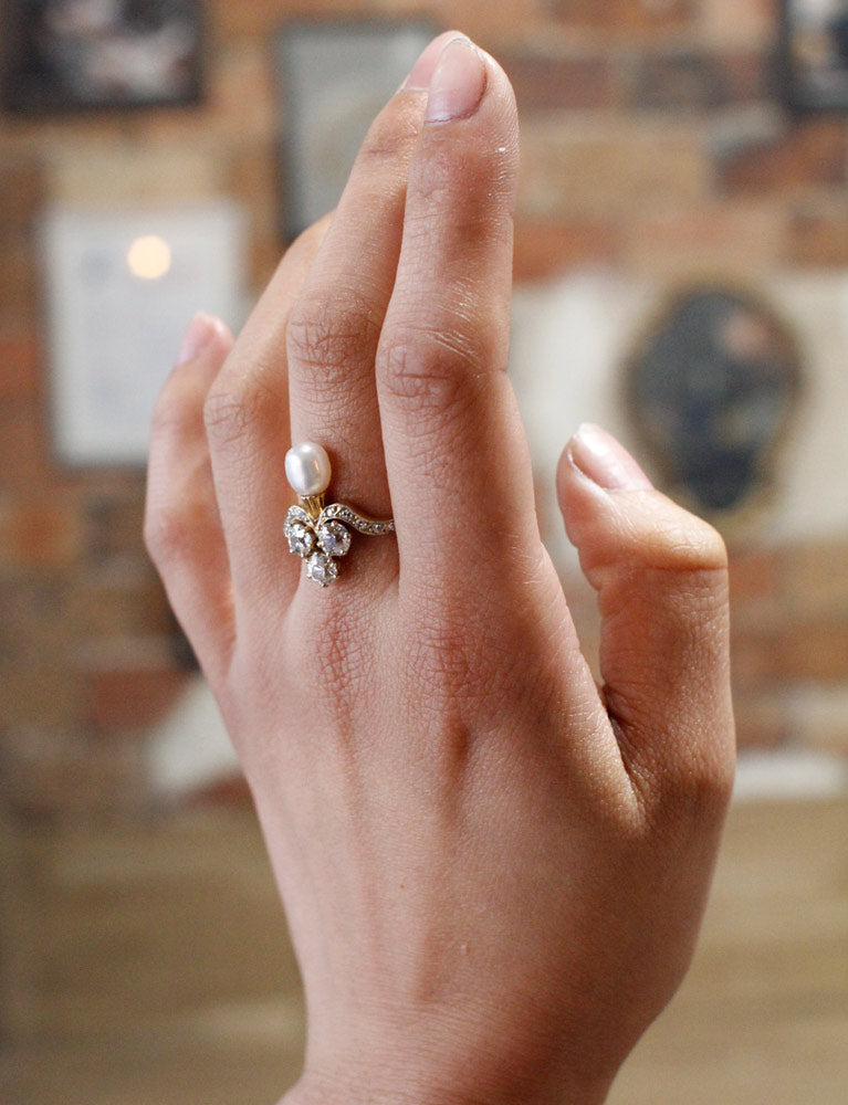 Bague Duchesse Or Diamants Perle