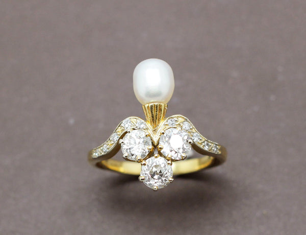 Bague Duchesse Or Diamants Perle