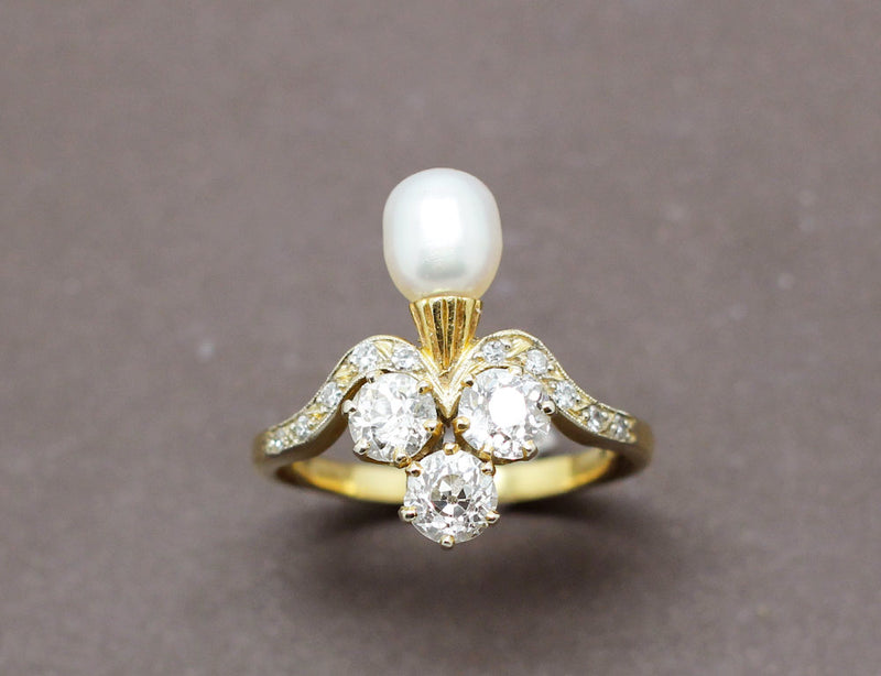 Bague Duchesse Or Diamants Perle
