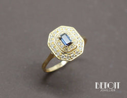 Bague Octogonale Saphir Diamants