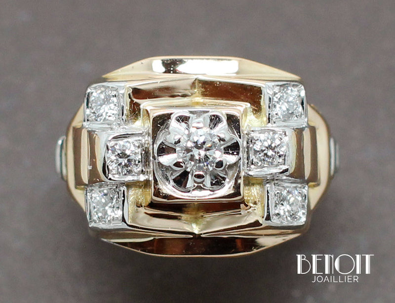 Bague 1950 Or Jaune Diamants