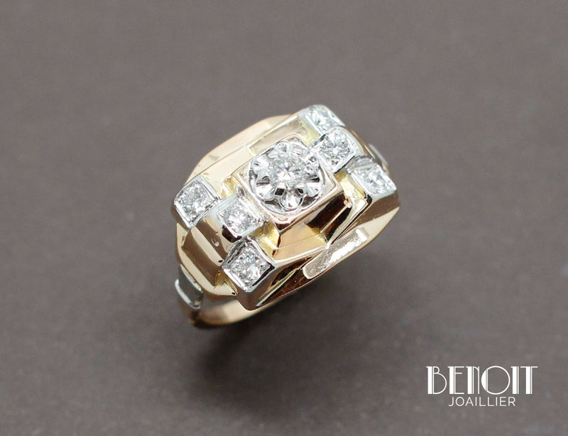 Bague 1950 Or Jaune Diamants