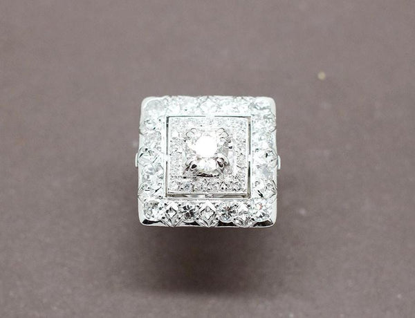 Bague Carrée Art Déco Diamants