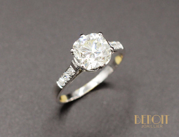 Solitaire Ancien Diamant Coussin