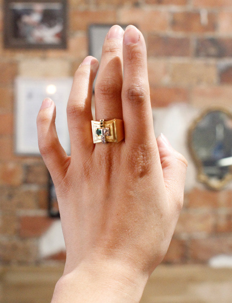 Bague Tank Diamant Emeraude