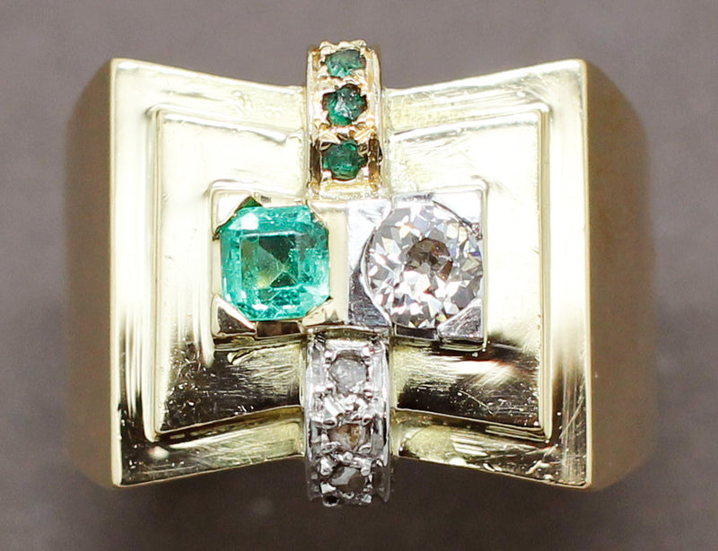 Bague Tank Diamant Emeraude
