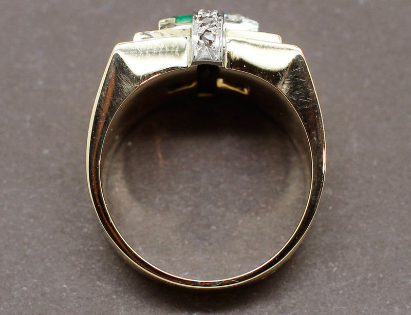Bague Tank Diamant Emeraude